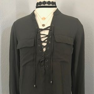 Army green going out tops